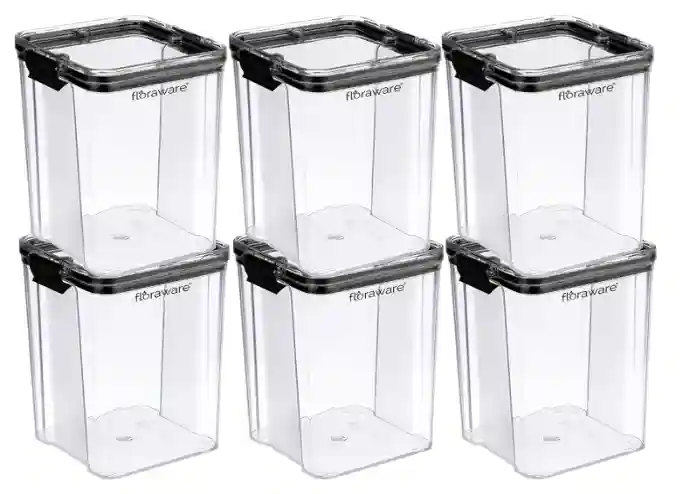  Floraware Food Safe Plastic Multiuse Square Lock & Lock Airtight Container,Multipurpose Jar, Grocery Container, BPA Free, 120